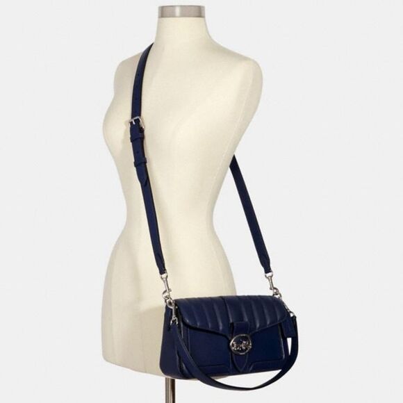 Coach Puffy Quilted Shoulder bag in Navy and Silver - Picture 3 of 14